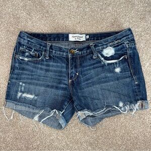 Abercrombie & Fitch Women's Blue Distressed Denim Shorts, size 4, vintage